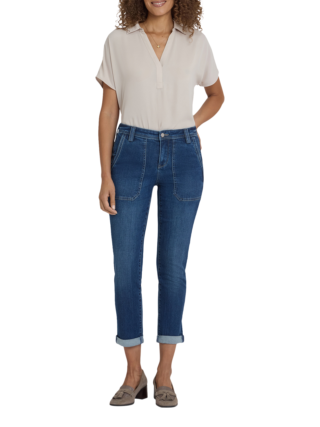 Product image 1 of 5, which shows NYDJ Margot Girlfriend Jeans, Vintage Lapis, 4
