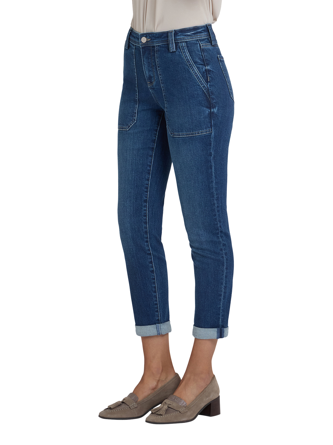 Product image 3 of 5, which shows NYDJ Margot Girlfriend Jeans, Vintage Lapis, 4