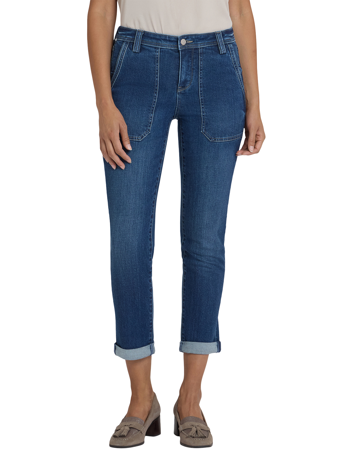 Product image 4 of 5, which shows NYDJ Margot Girlfriend Jeans, Vintage Lapis, 4