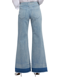 NYDJ Mia Palazzo Jeans with High Rise and Shadow Hems, Light Paradise - view 2, Light Paradise