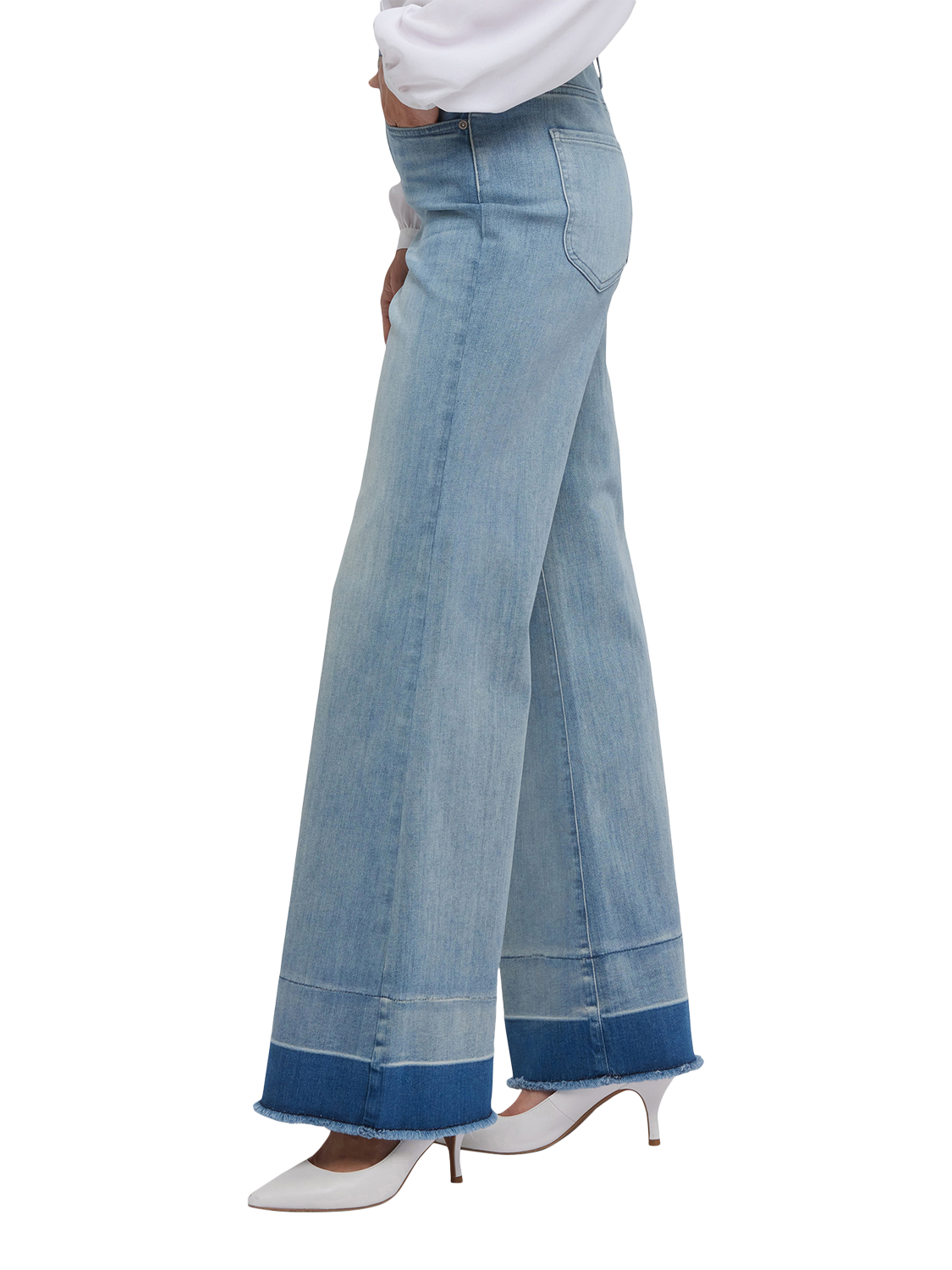 NYDJ Mia High Rise Shadow Hem Flared Palazzo Jeans