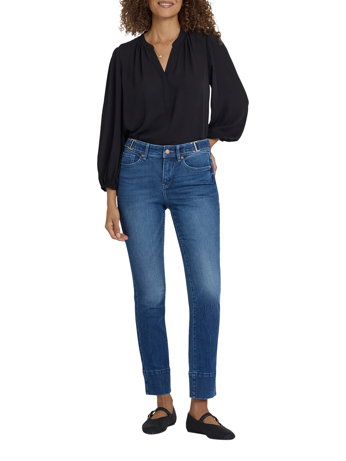 Product image 1 of 5, which shows NYDJ Sheri Slim Jeans, Cool Marine, 4