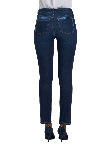 NYDJ Sheri Sequins Slim Jeans, Indigo Seine - view 2, Indigo Seine