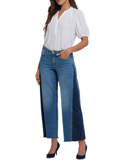 NYDJ Teresa Contrast Panel Wide Leg Jeans, Avenue Blue, Avenue Blue