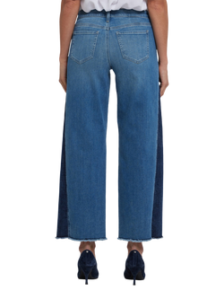 NYDJ Teresa Contrast Panel Wide Leg Jeans, Avenue Blue - view 2, Avenue Blue