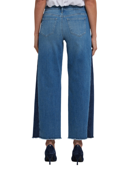 NYDJ Teresa Contrast Panel Wide Leg Jeans, Avenue Blue - view 2, Avenue Blue