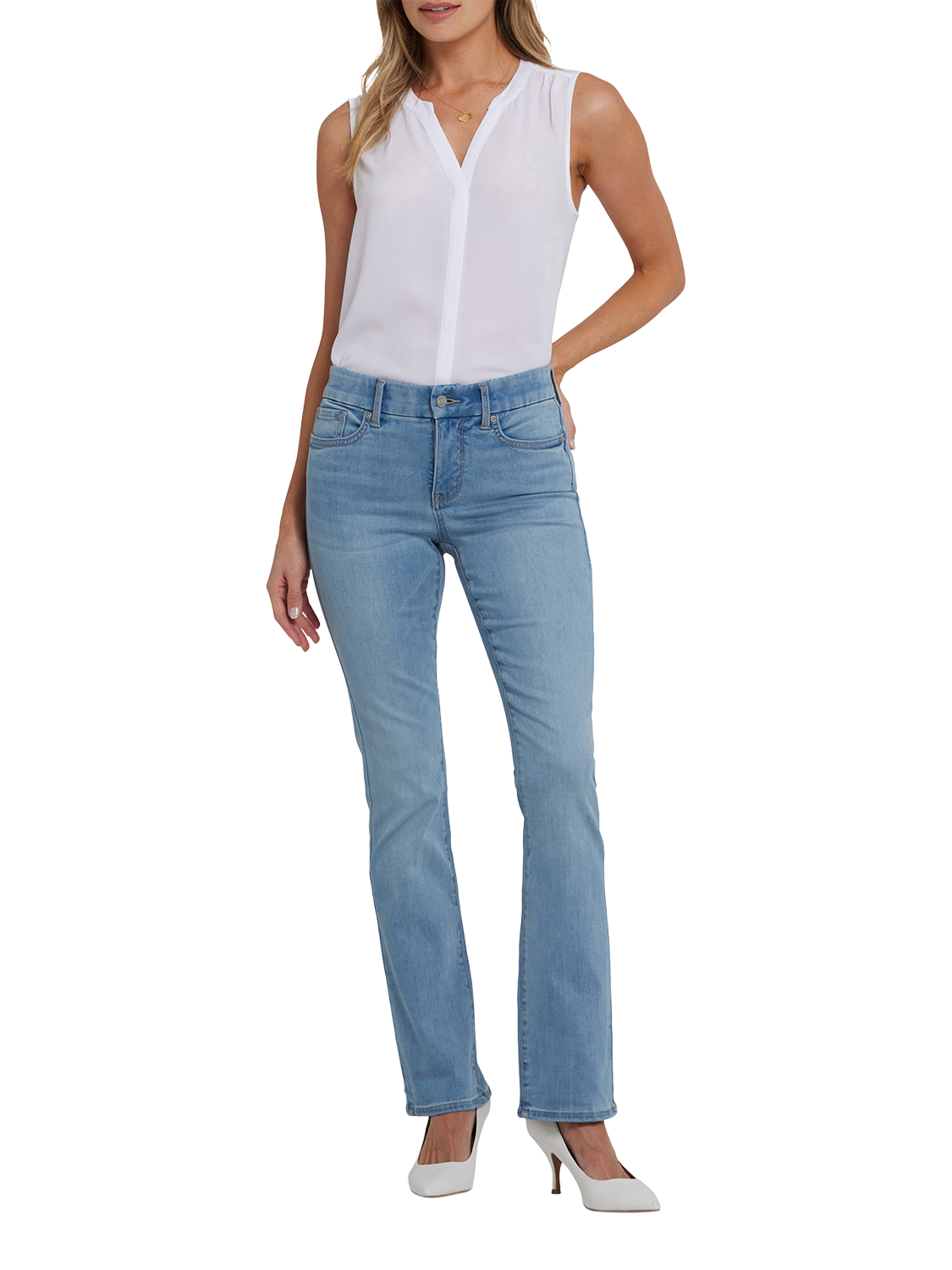 Product image 1 of 5, which shows NYDJ Waist-Match™ Barbara Bootcut Jeans, Heritage Glow, XS
