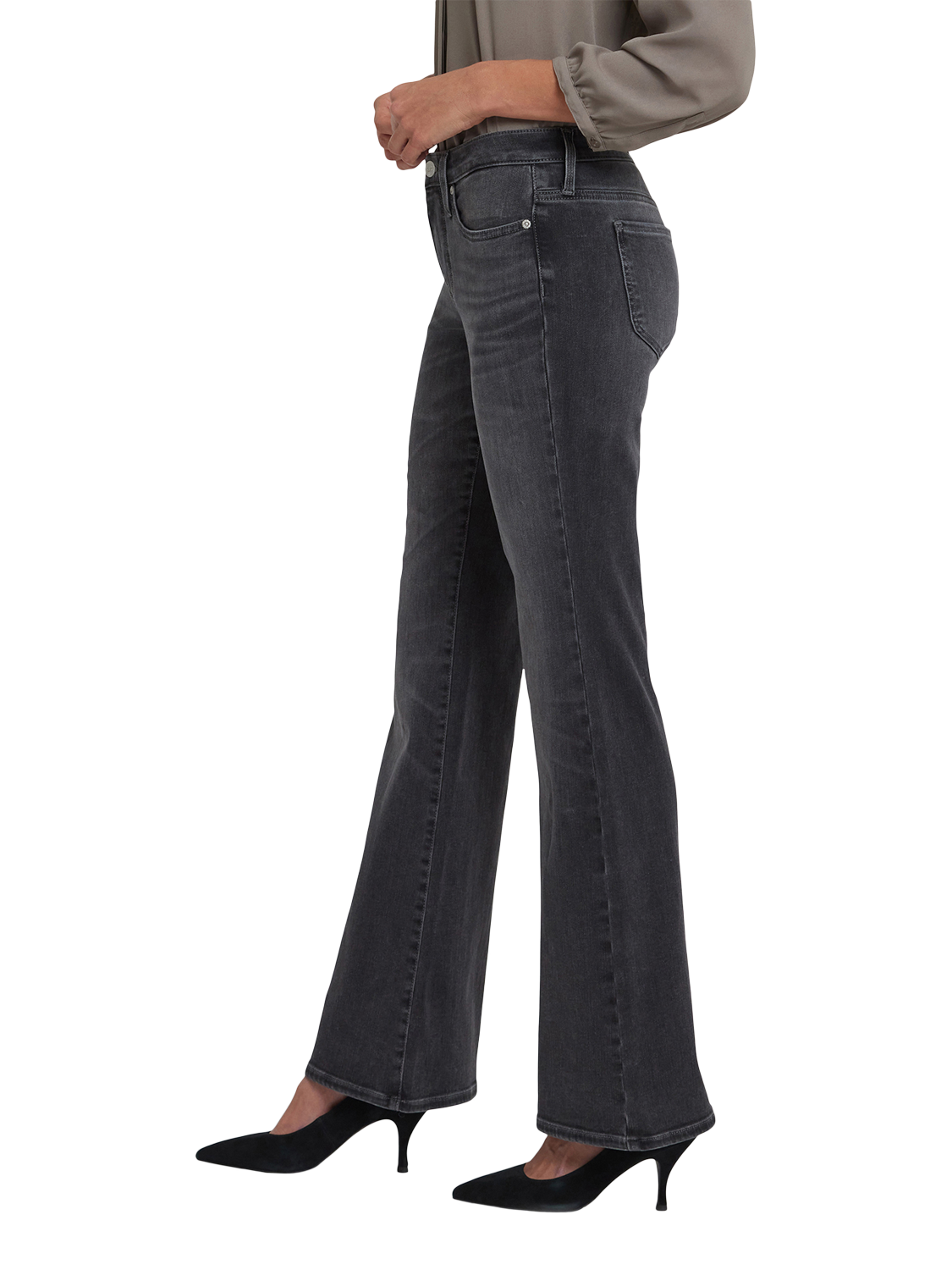 Product image 3 of 5, which shows NYDJ Ava Strecth Cotton Blend Flared Denim Jeans, Gloomy Marais, 4