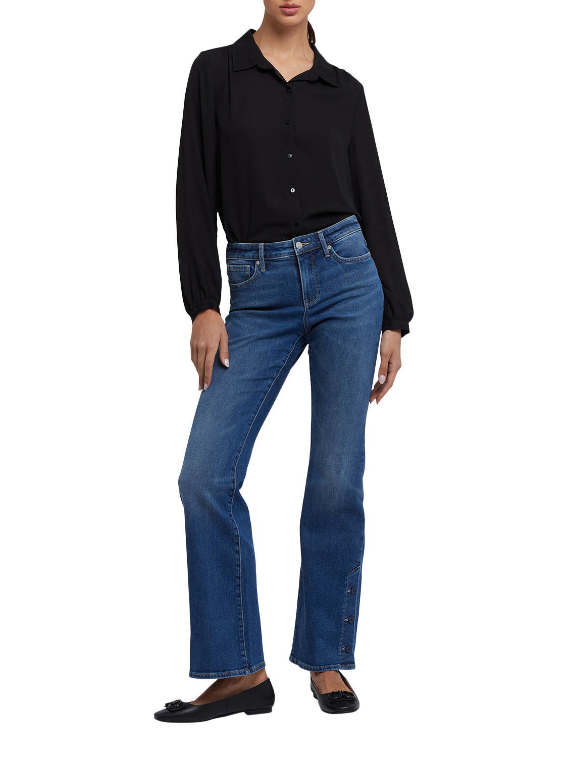 Product image 1 of 5, which shows NYDJ  Ava Flared Jeans With Side Button Plackets, Lake Notre-dame, 4