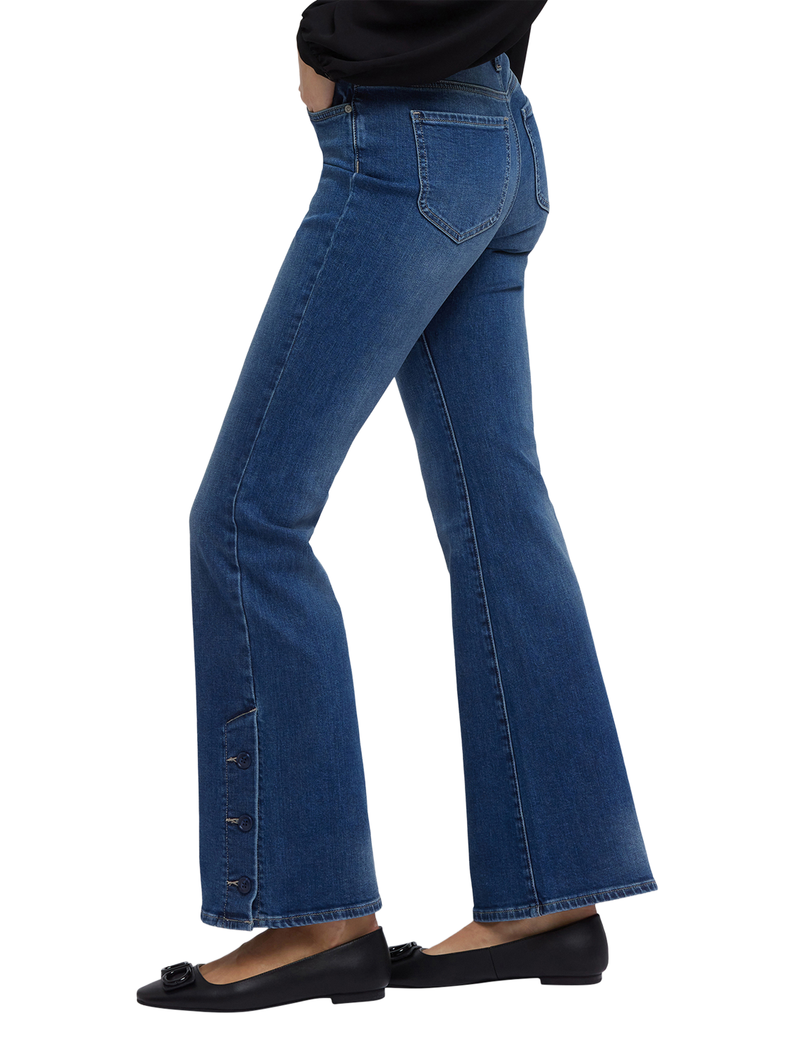 Product image 3 of 5, which shows NYDJ  Ava Flared Jeans With Side Button Plackets, Lake Notre-dame, 4