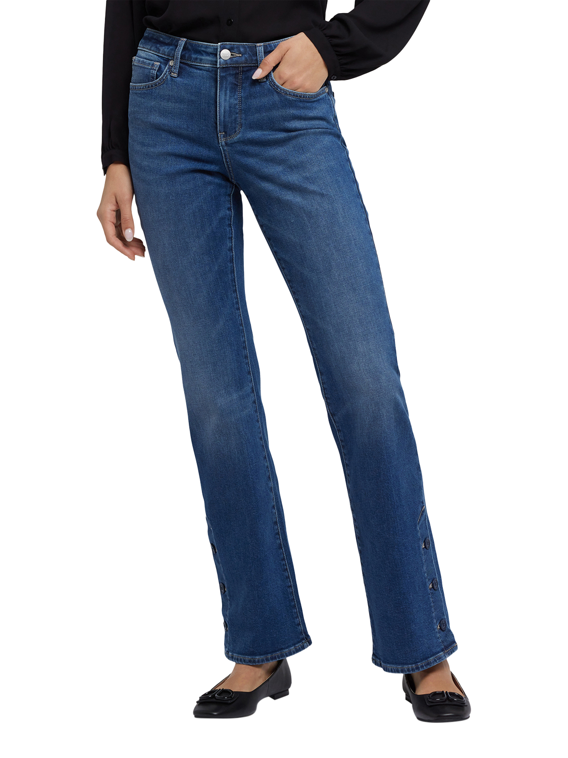 Product image 4 of 5, which shows NYDJ  Ava Flared Jeans With Side Button Plackets, Lake Notre-dame, 4