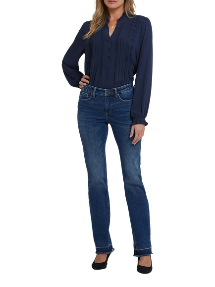 NYDJ Barbara Frayed Hem Bootcut Jeans, Dark Loire, Dark Loire