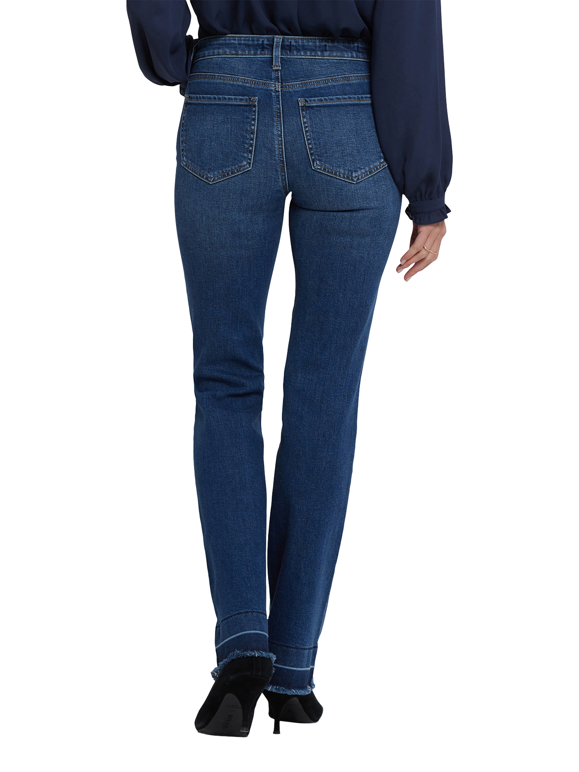 Product image 2 of 5, which shows NYDJ Barbara Frayed Hem Bootcut Jeans, Dark Loire, 4