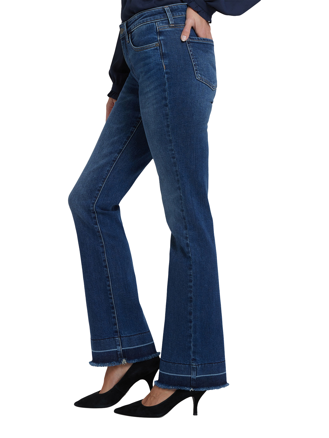 Product image 3 of 5, which shows NYDJ Barbara Frayed Hem Bootcut Jeans, Dark Loire, 4