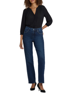 NYDJ Brooke Rhinestone Loose Straight Jeans, Louvre Sapphire, Louvre Sapphire