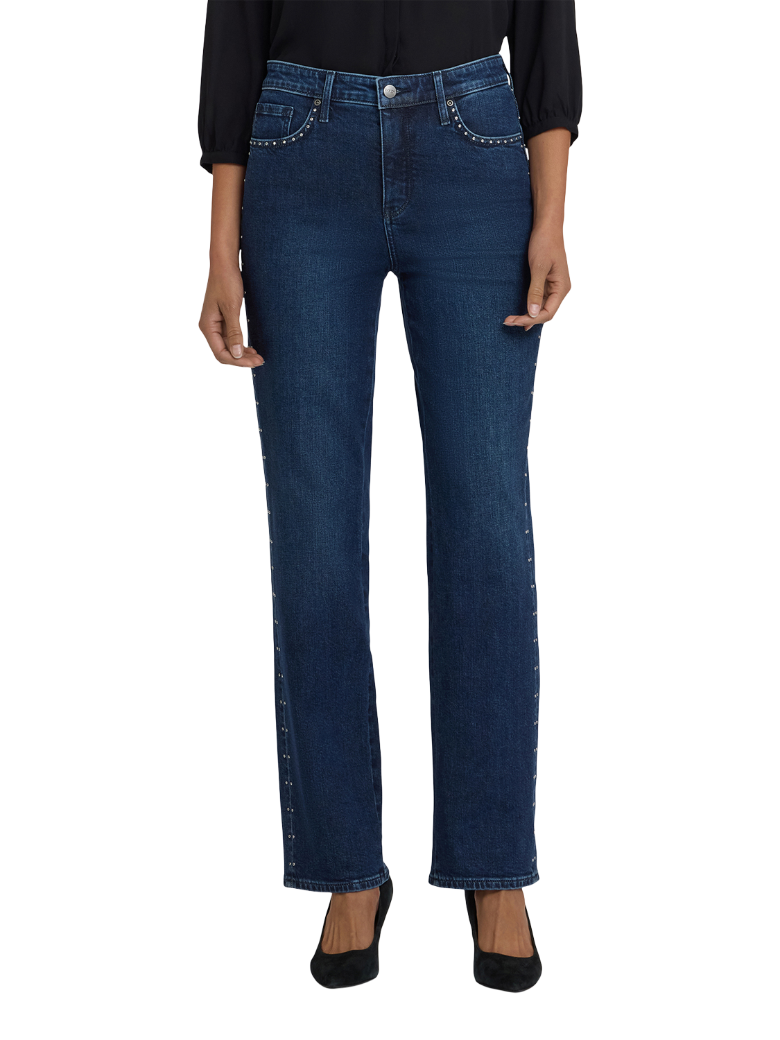NYDJ Brooke Rhinestone Loose Straight Jeans, Louvre Sapphire