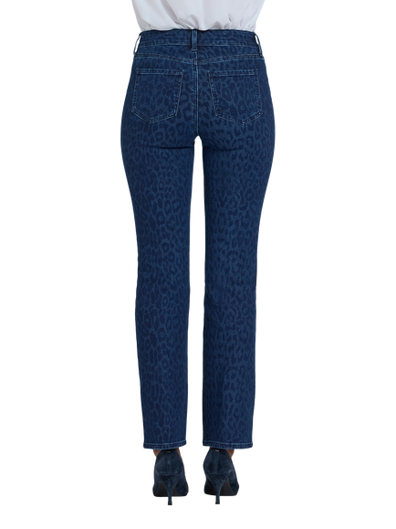 NYDJ Marilyn Straight Jeans, Dark Denim Leopard - view 2, Dark Denim Leopard