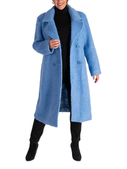 chesca Textured Wool Blend Coat, Cornflower Blue