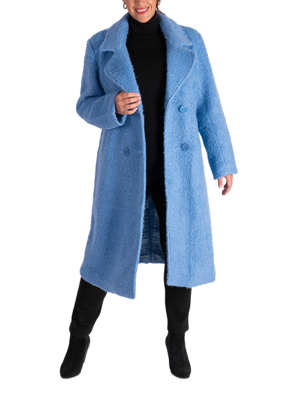 chesca Textured Wool Blend Coat, Cornflower Blue