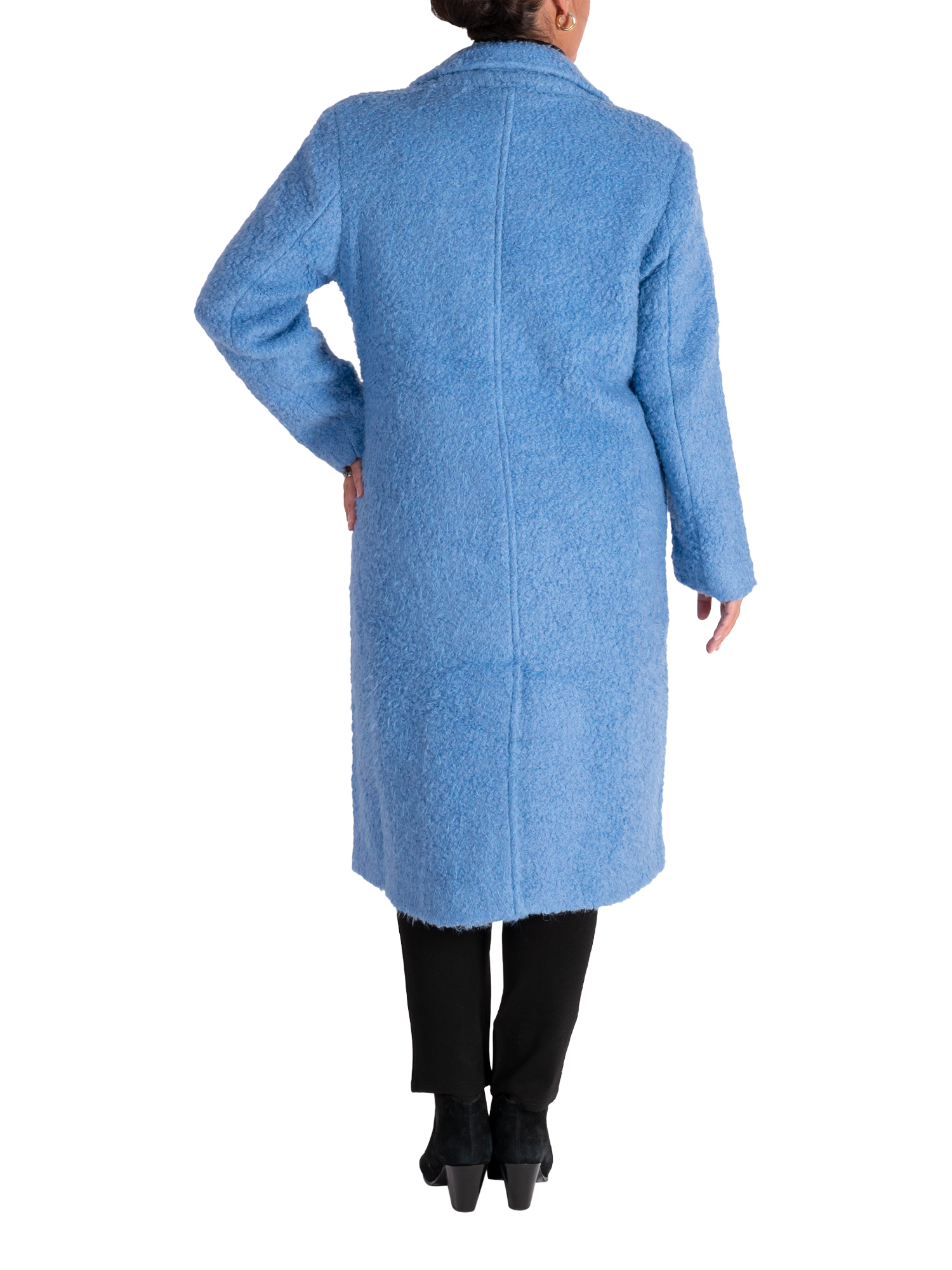 Product image 2 of 5, which shows chesca Textured Wool Blend Coat, Cornflower Blue, 14-16