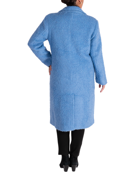 chesca Textured Wool Blend Coat - view 2, Cornflower Blue