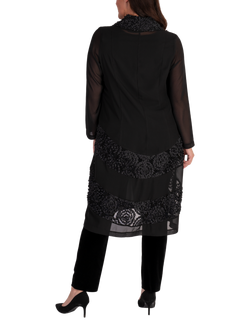 chesca Single Button Chiffon Coat, Black - view 2, Black