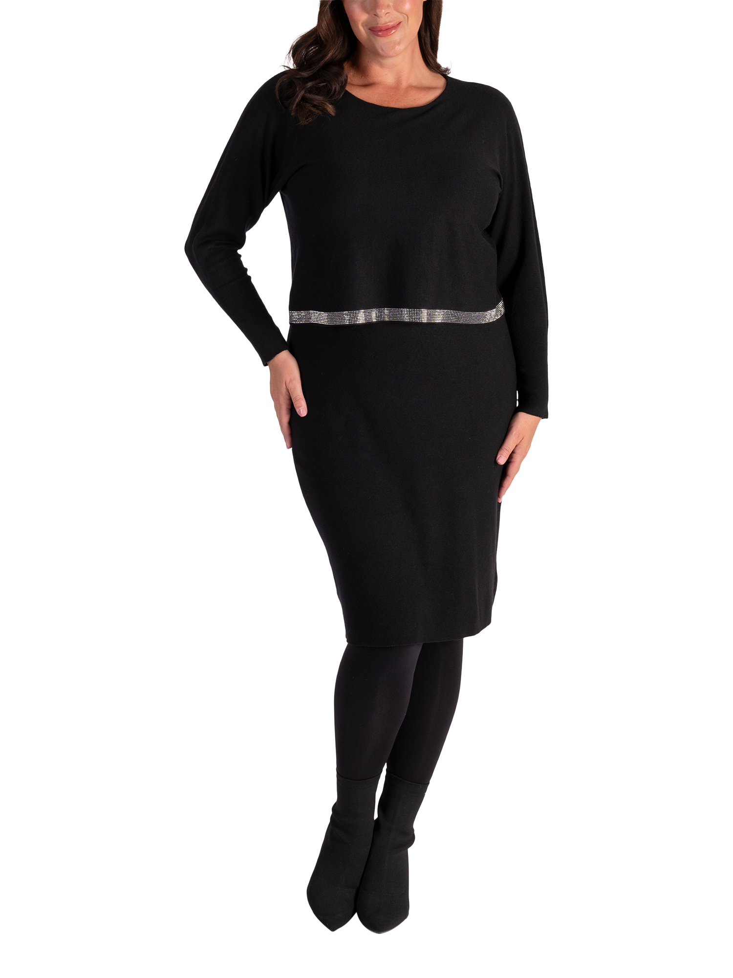 Product image 1 of 6, which shows chesca Knee-Length Layered Dress, Black, 10-12