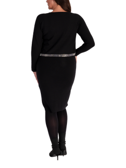 chesca Knee-Length Layered Dress - view 2, Black