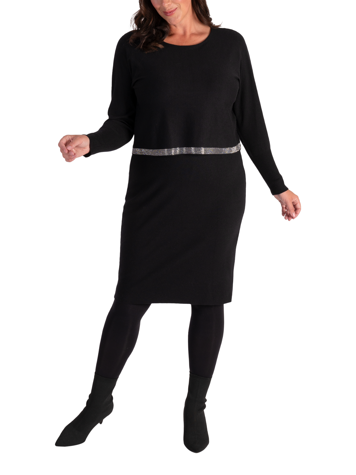 Product image 4 of 6, which shows chesca Knee-Length Layered Dress, Black, 10-12