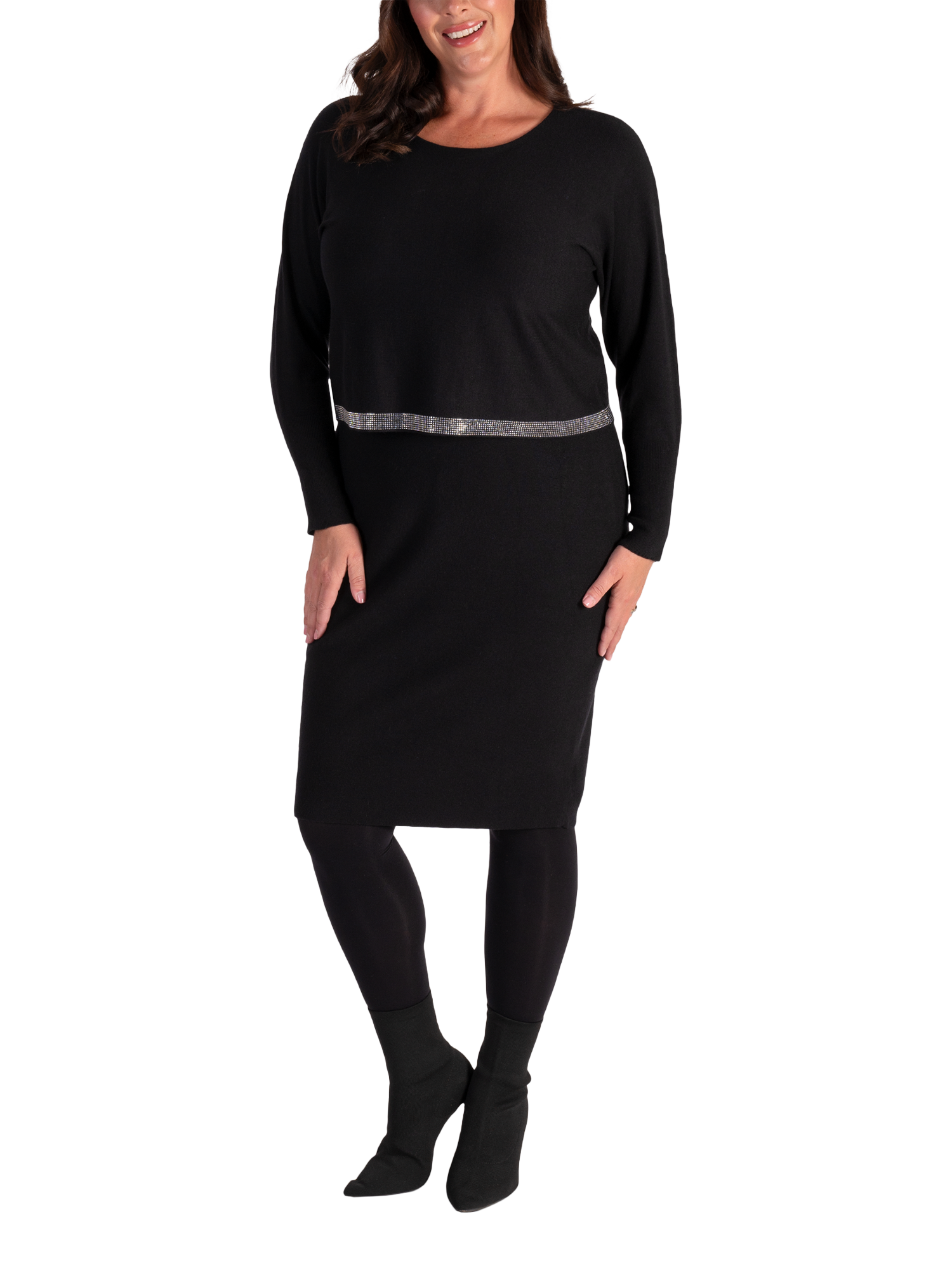 Product image 5 of 6, which shows chesca Knee-Length Layered Dress, Black, 10-12