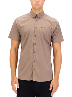 LUKE 1977 Ironbridge Cotton Short Sleeve Collar Shirt, Hard Nut