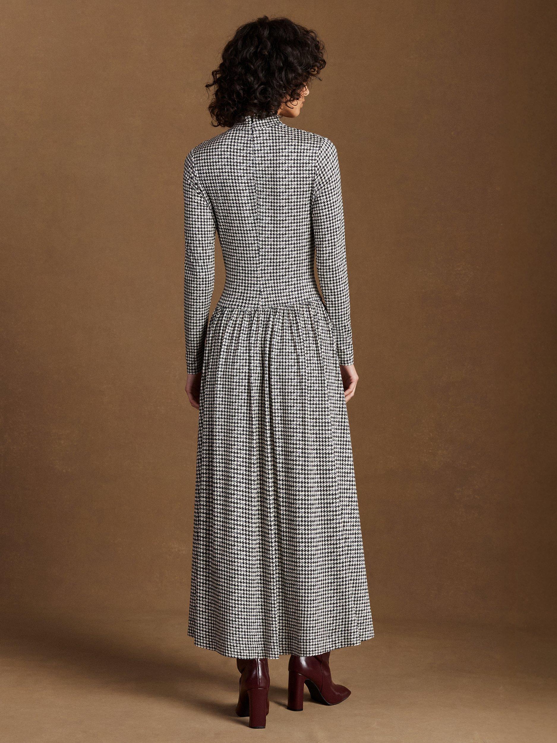 Product image 5 of 5, which shows Ro&Zo HIgh Neck Houndstooth A-Line Maxi Dropped, Grey, 6