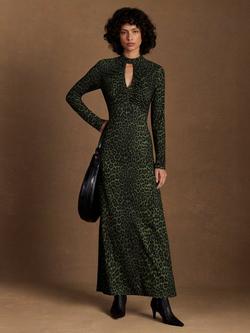 Ro&Zo Petite Animal Print Keyhole Dress, Green