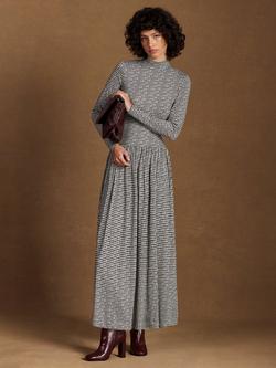 Ro&Zo Petite Houndstooth Dropped Waist Jersey Dress, Grey