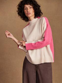 Ro&Zo Colour Block Pure Wool Jumper, Pink, Pink