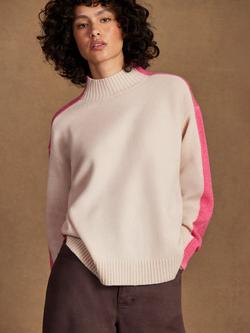 Ro&Zo Colour Block Pure Wool Jumper, Pink - view 2, Pink