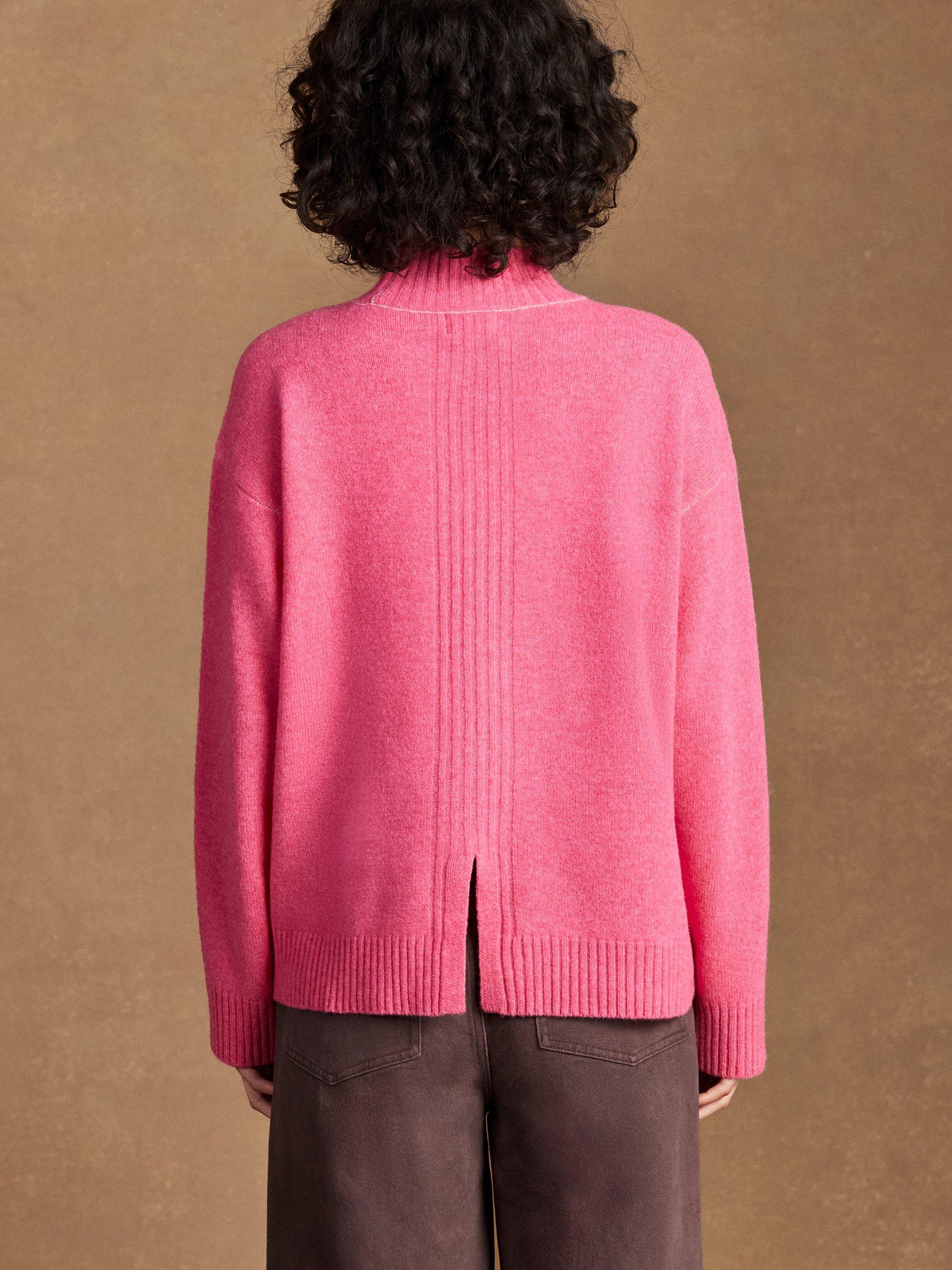 Product image 4 of 4, which shows Ro&Zo Colour Block Pure Wool Jumper, Pink, XS