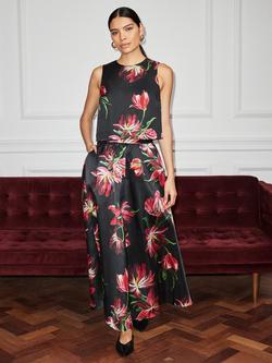 Ro&Zo Tulip Maxi Skirt, Black/Multi, Black/Multi