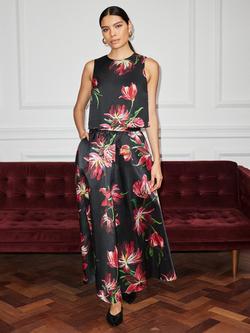 Ro&Zo Hand Painted Tulip Shell Top, Black