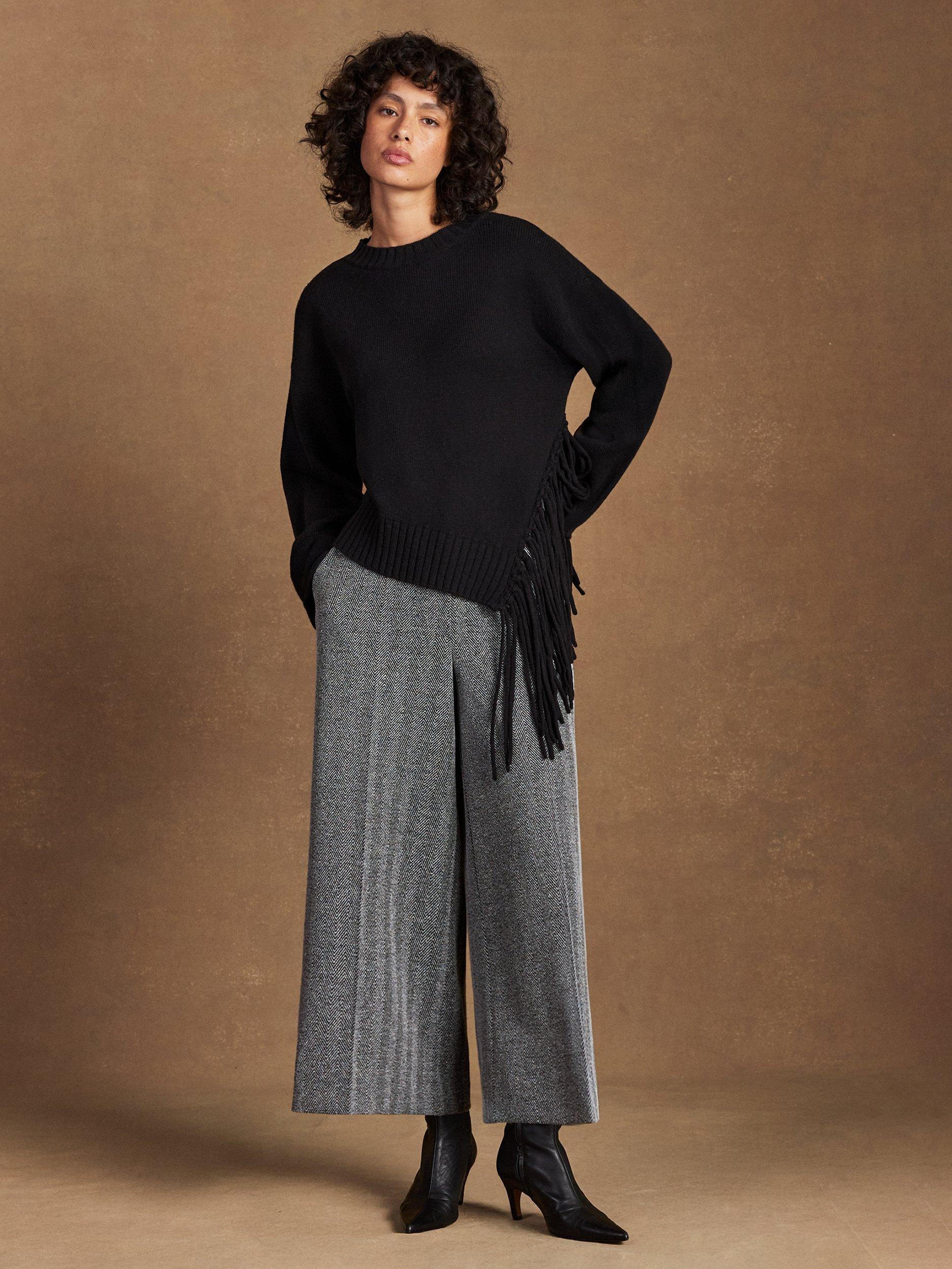 Product image 2 of 5, which shows Ro&Zo Petite Herringbone Culottes, Grey, 6Pt