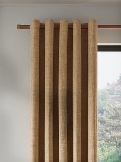 John Lewis Textured Weave Pair Blackout Lined Eyelet Curtains, Caramel