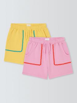 John Lewis Kids' Ric Rac Trim Shorts, Pack of 2, Multi, Multi