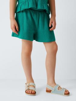 John Lewis Kids' Seersucker Cotton Shorts, Green, Green