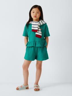 John Lewis Kids' Seersucker Cotton Shorts, Green - view 2, Green