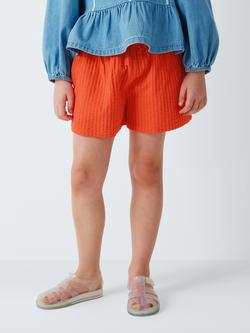 John Lewis Kids' Seersucker Jersey Shorts, Red, Red