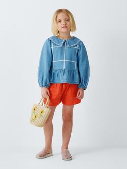 John Lewis Kids' Seersucker Jersey Shorts, Red - view 2, Red