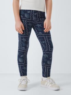 John Lewis Kids' Seashell Waves Leggings, Navy, Navy