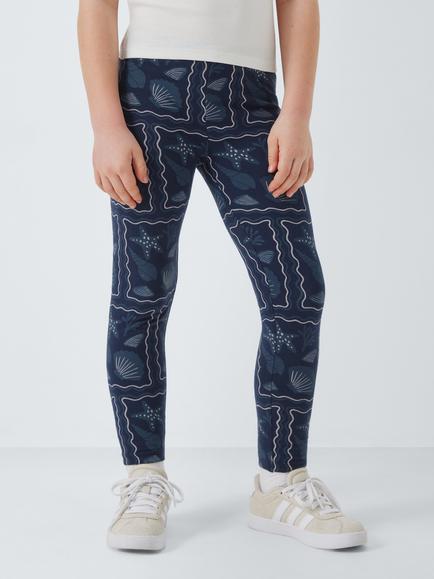 John Lewis Kids' Seashell Waves Leggings, Navy, Navy