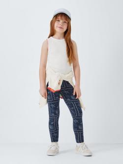 John Lewis Kids' Seashell Waves Leggings, Navy - view 2, Navy