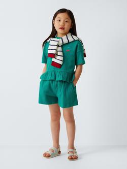 John Lewis Kids' Embroidered Strawberries Peplum Hem T-Shirt, Green - view 2, Green